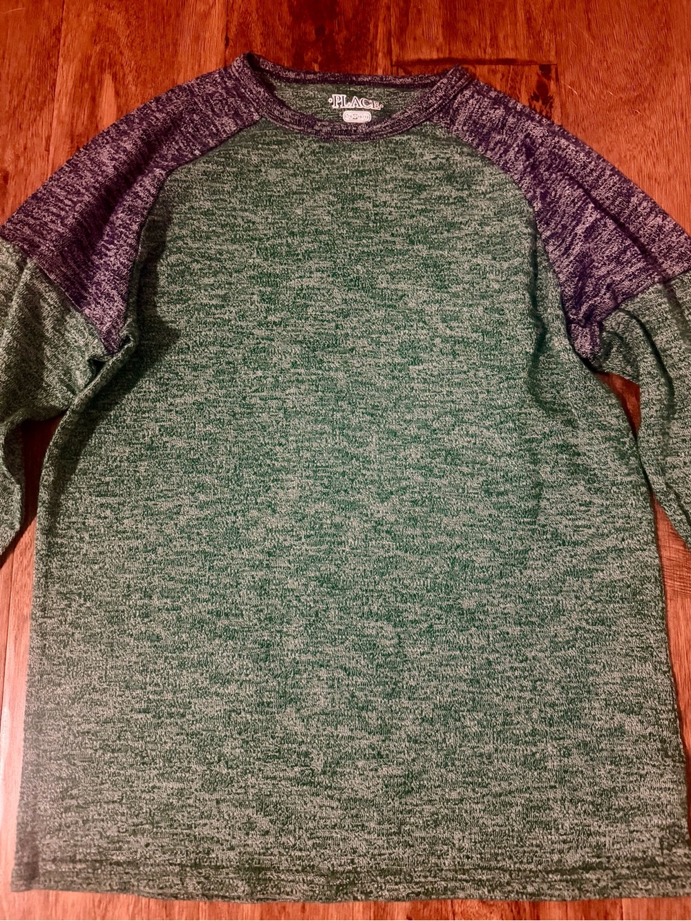 Place Boy’s Green Crewneck Sweater with Navy Sleeves